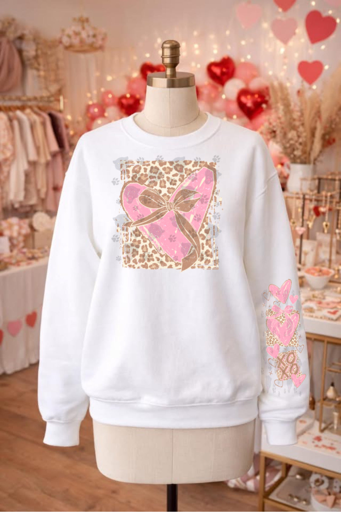 Leopard Bow Heart Patch