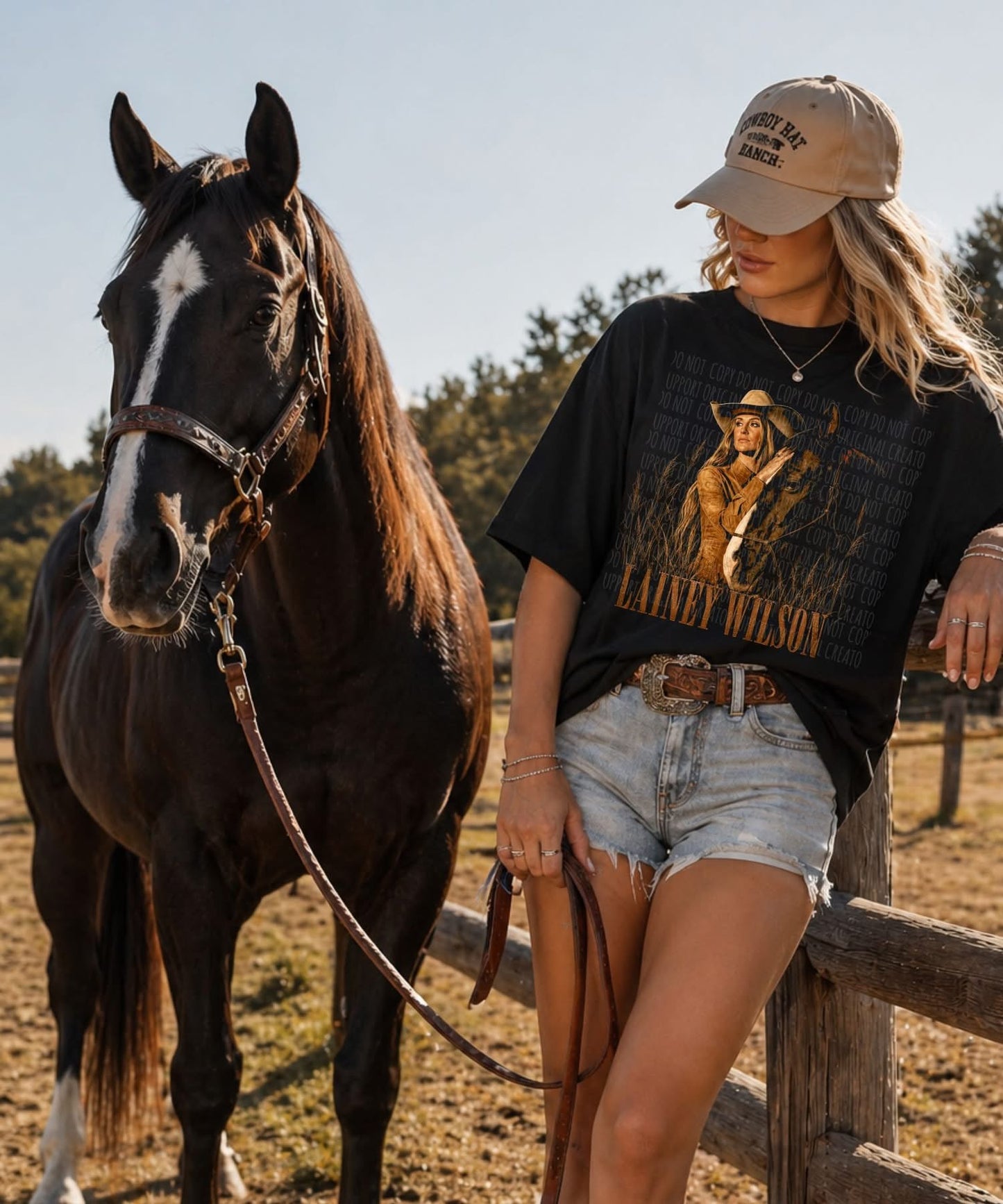 LW Horse Black Tee