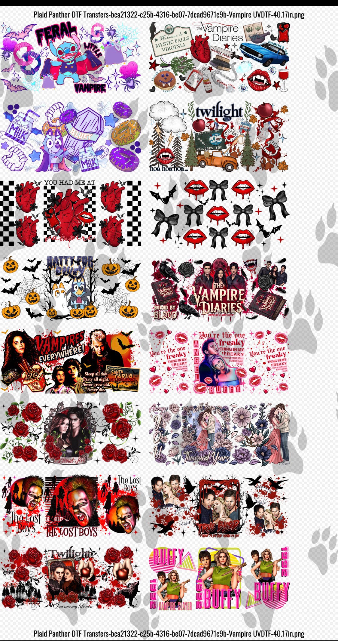 Vampire themed uv gangsheet