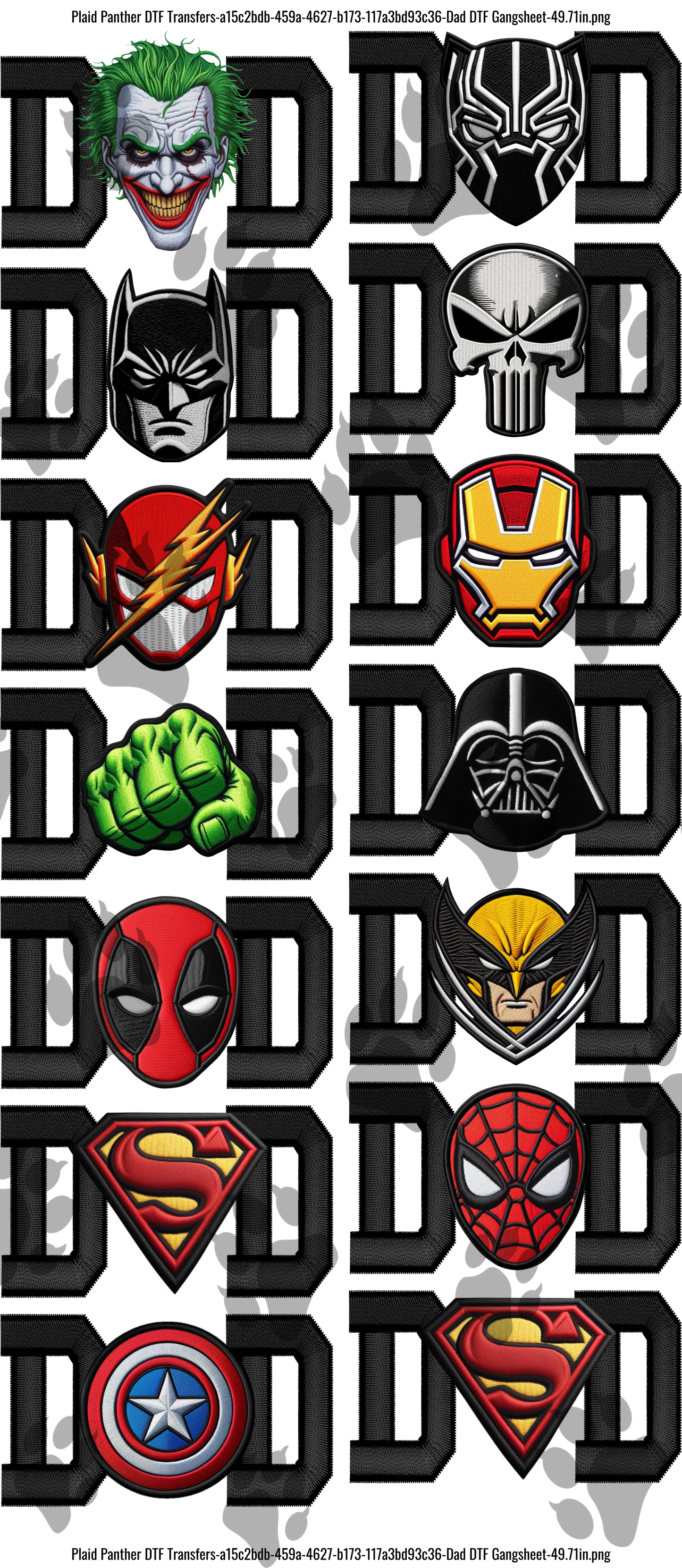 Superhero Dad DTF Gangsheet
