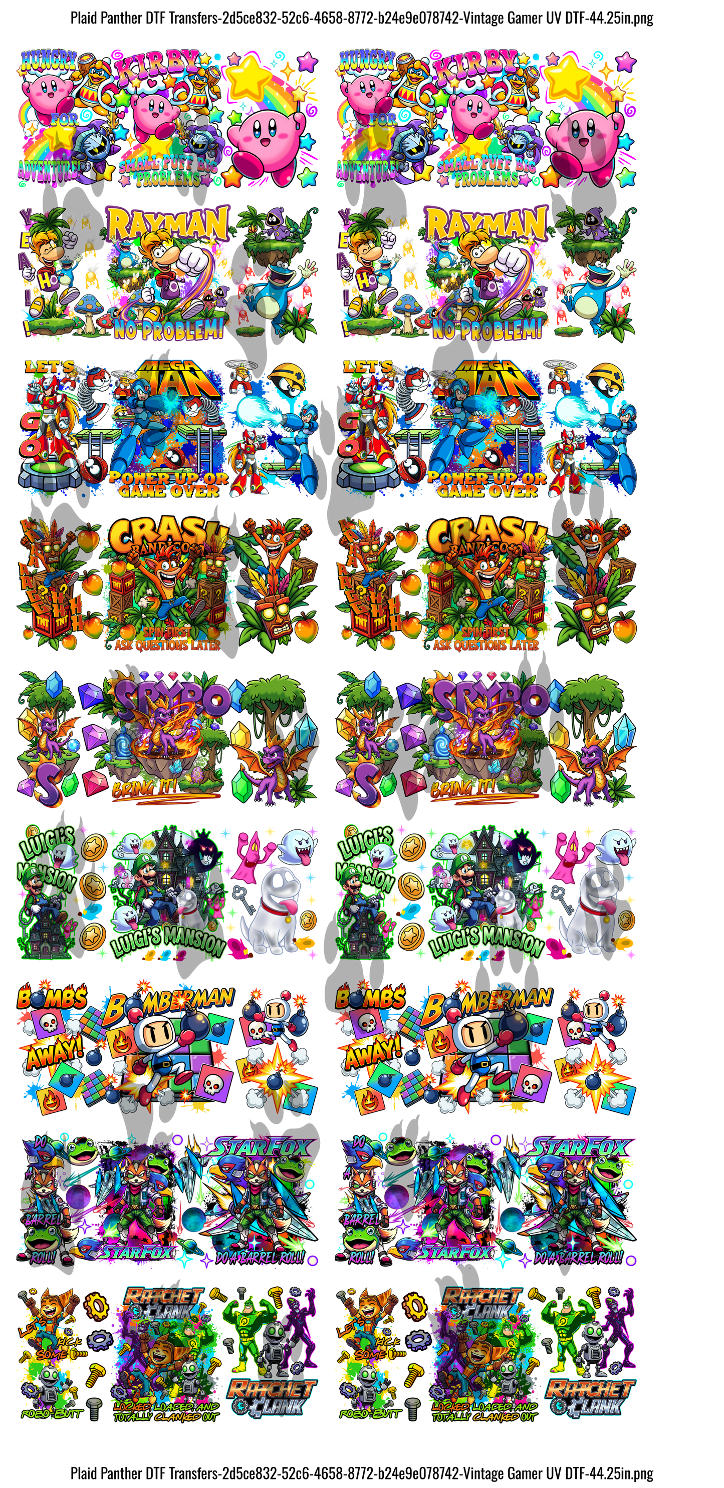 Vintage Gamer themed uv gangsheet