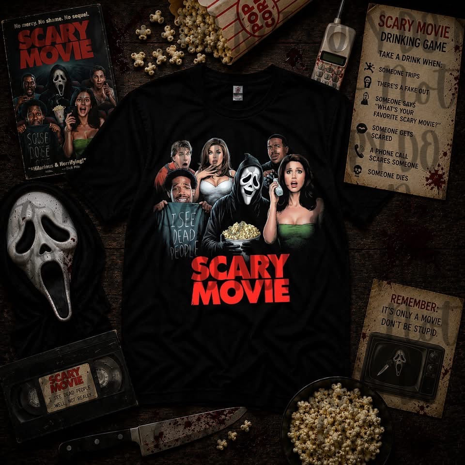 Scary Movie BLK Tee DTF Transfer