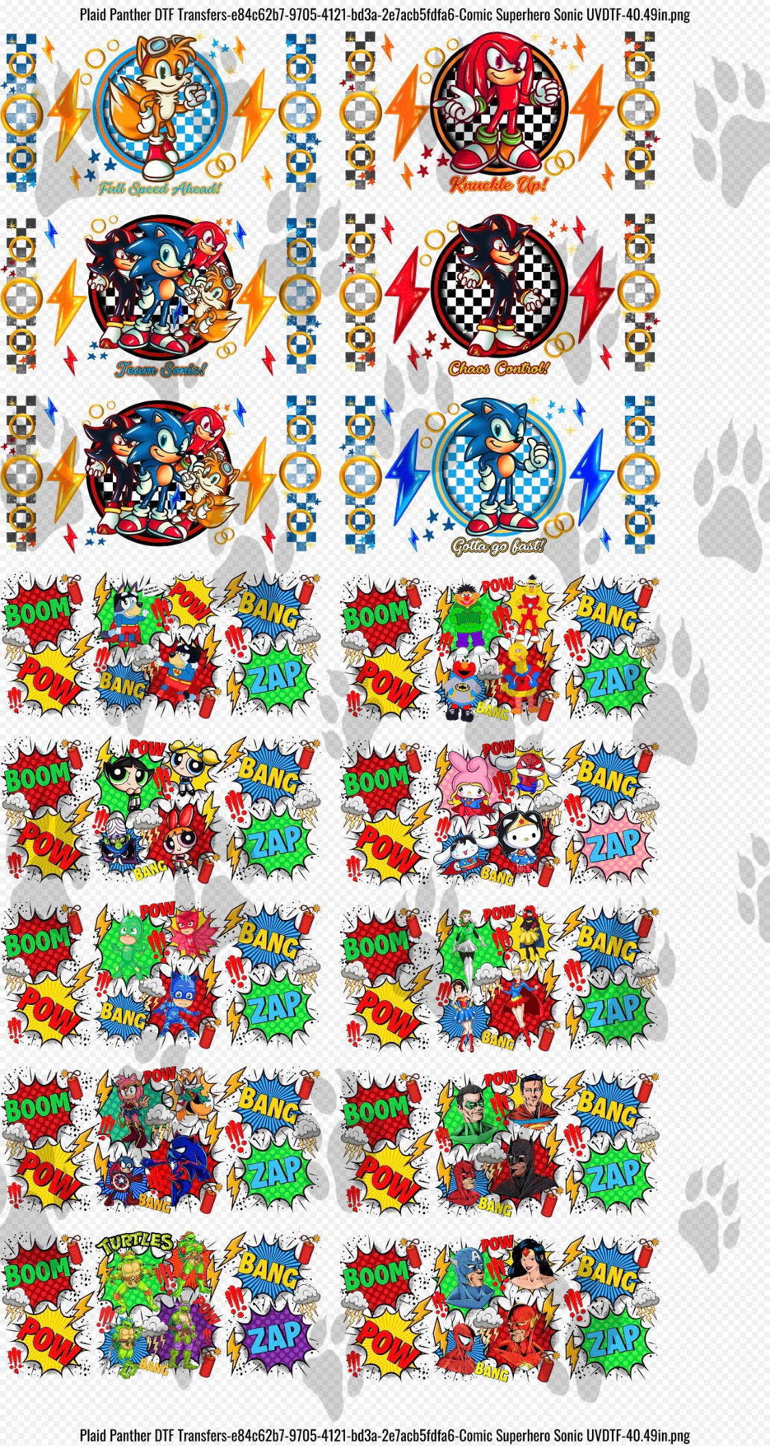 Cartoon 2 themed uv gangsheet