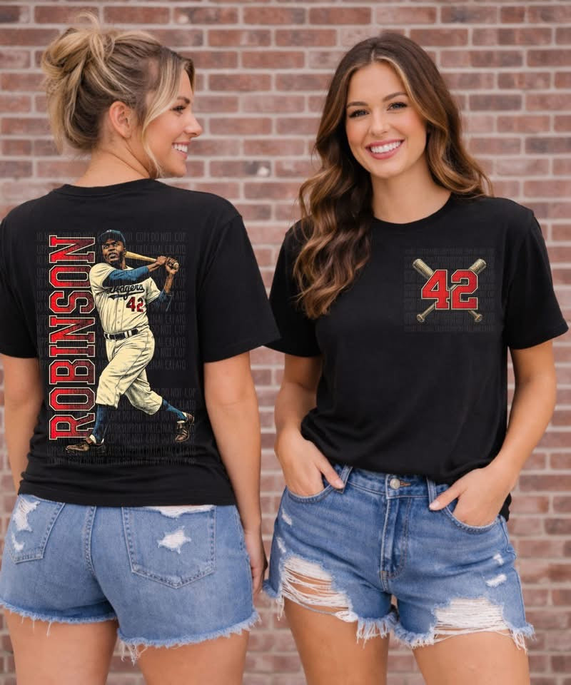 JR 42 Front Back Black Tee