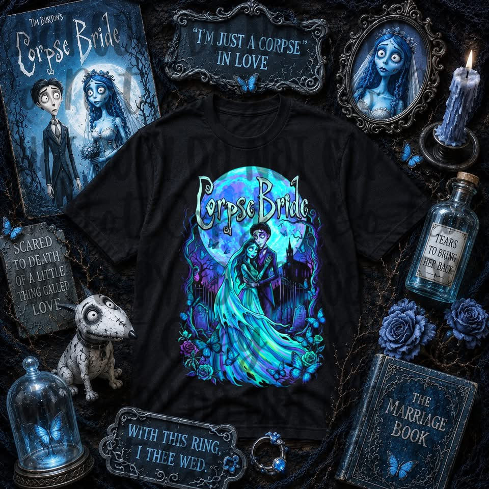 Corpse Bride BLK Tee DTF Transfer