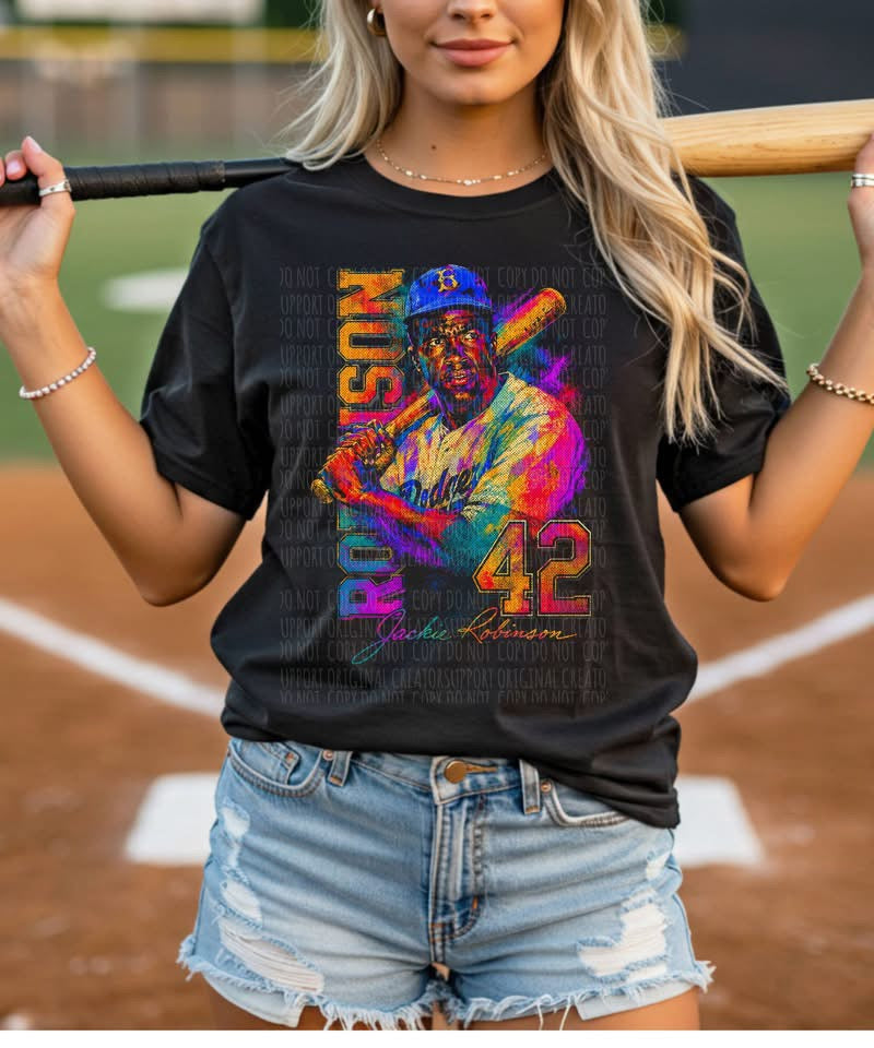 JR Colorful Batting Black Tee