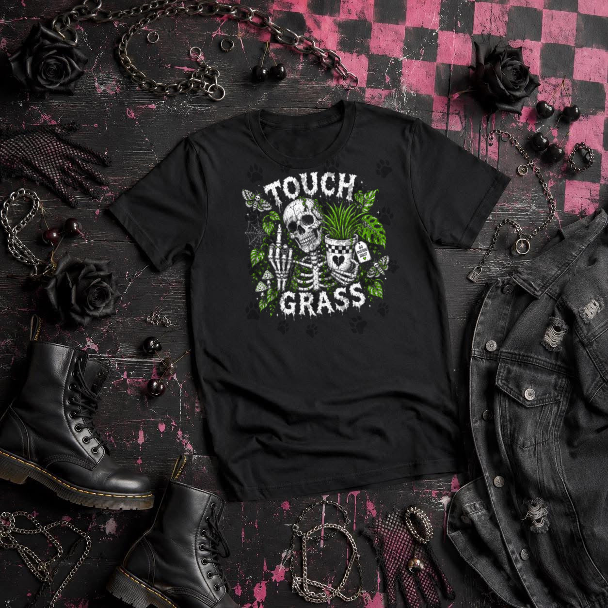 Touch Grass Blk Tee