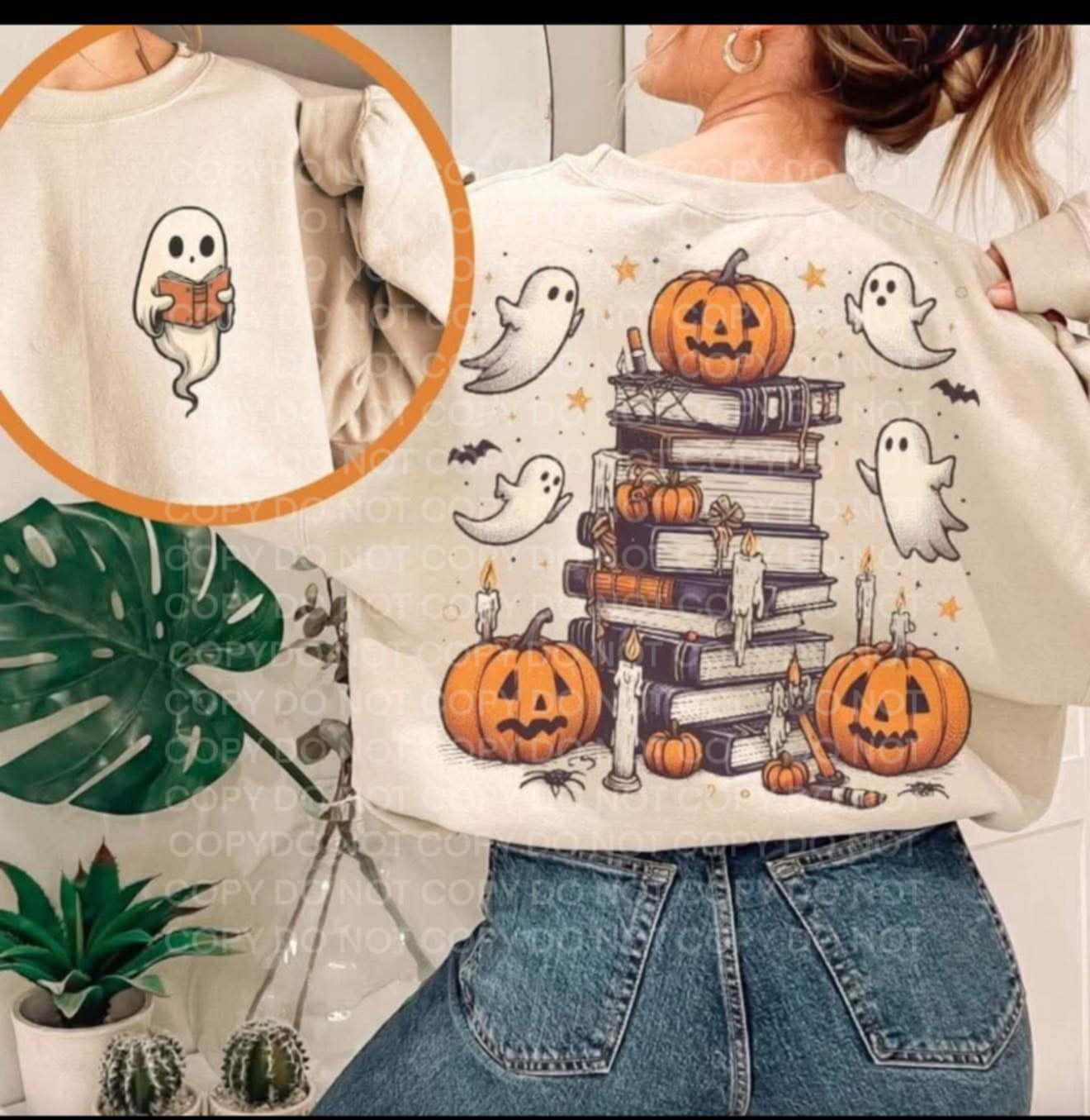 Halloween Ghost Book Stack