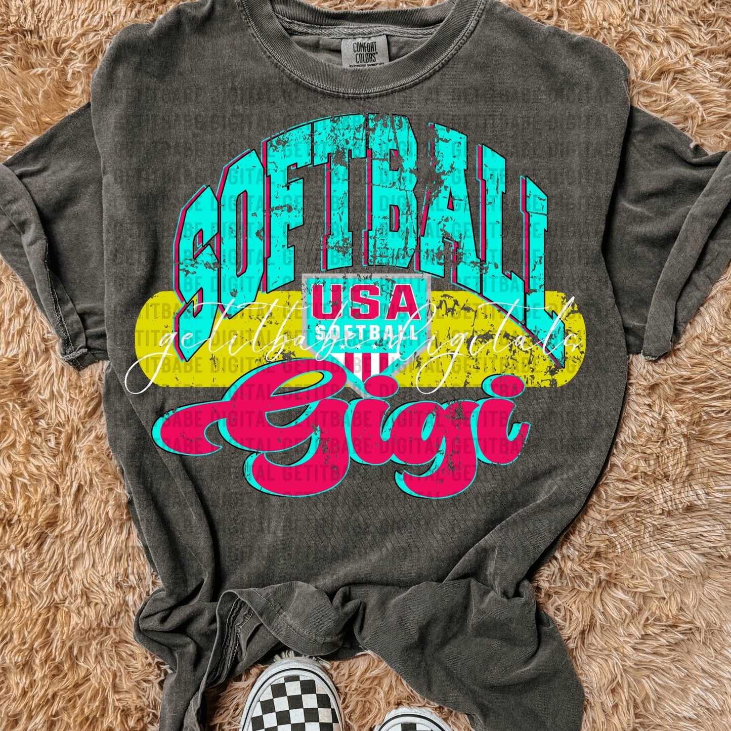 Teal and Red Softball