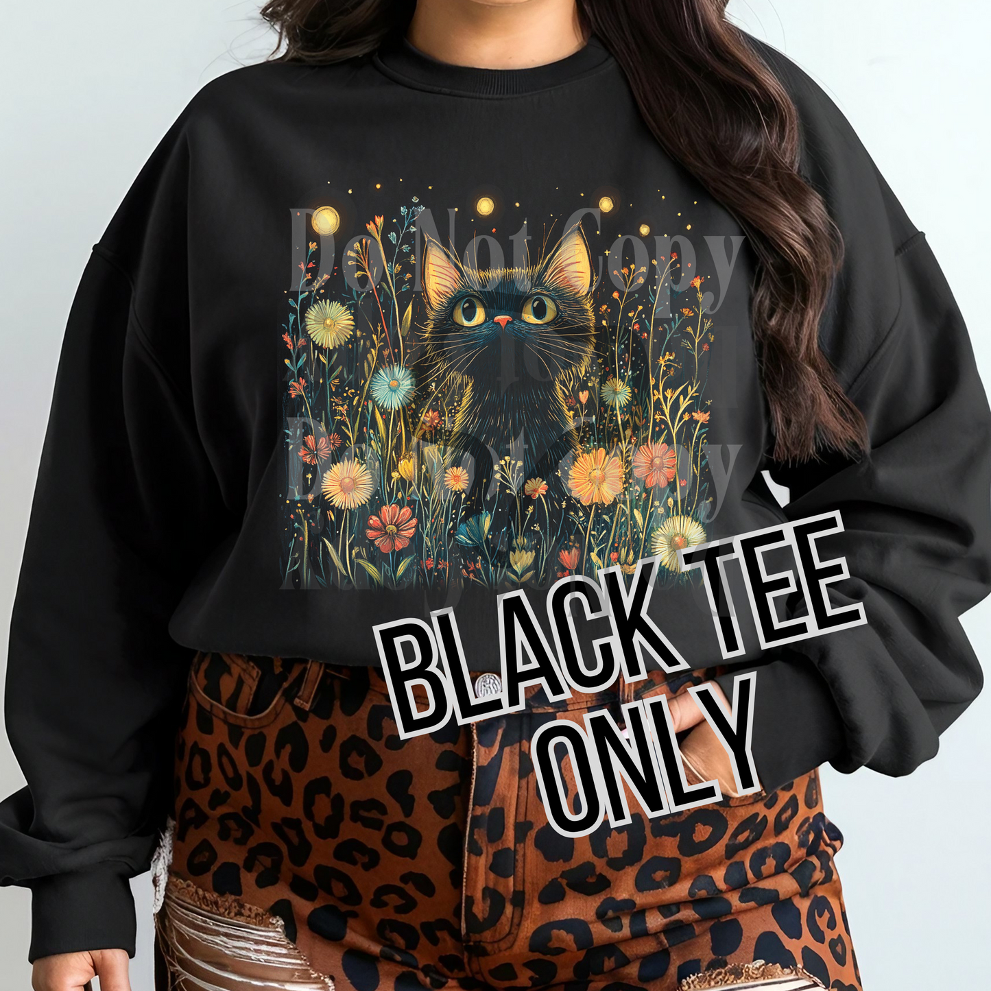 Kitty Floral -black tee only