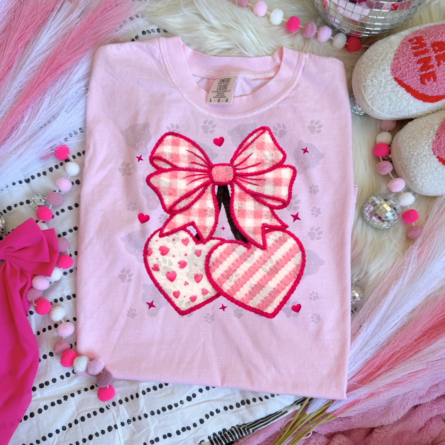 Pink Bow Lucky Hearts