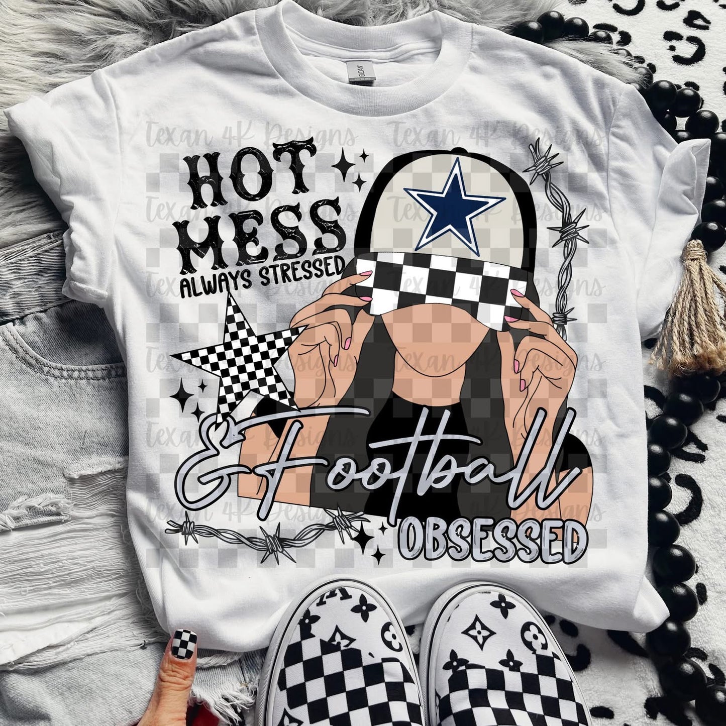 Hot Mess Football Obsessed Cowboys