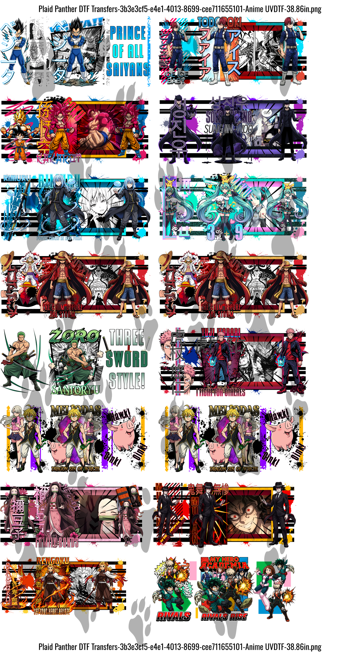 Anime themed uv gangsheet