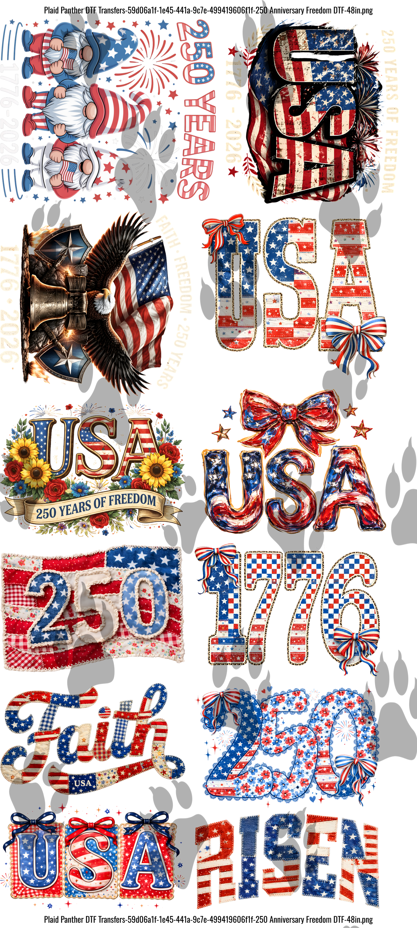 250 Anniversary USA Gangsheet
