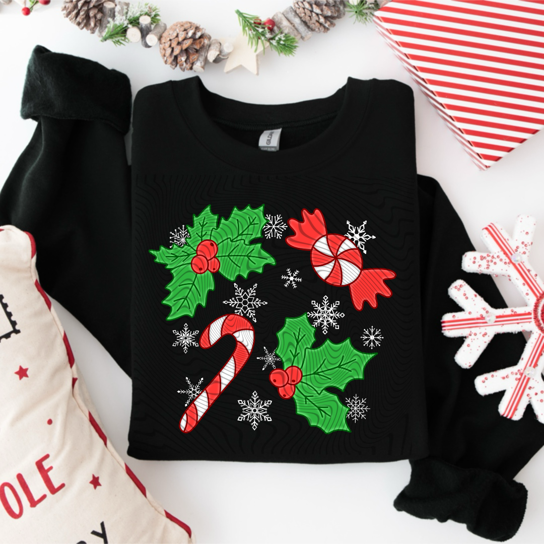 Holly Candy Canes And Snowflakes