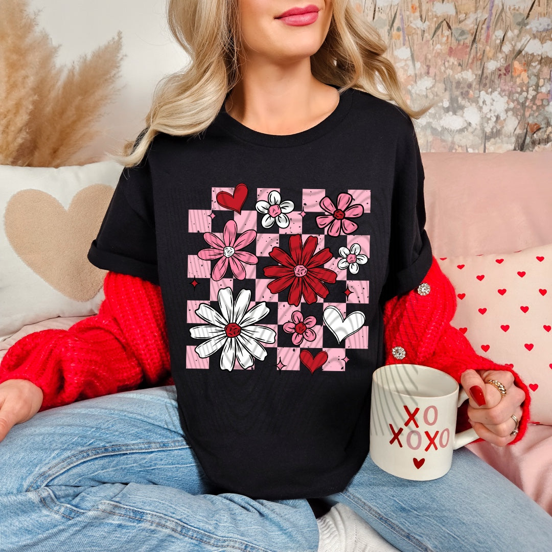 Valentine Florals With Checkers