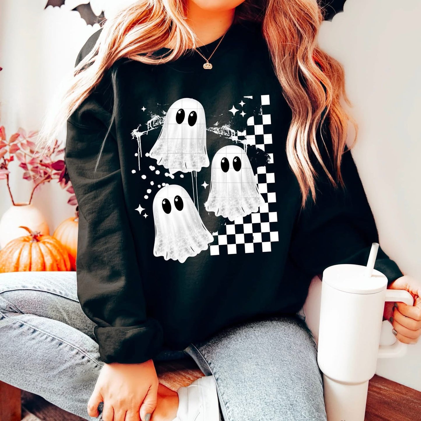 Grunge Checkered Ghost