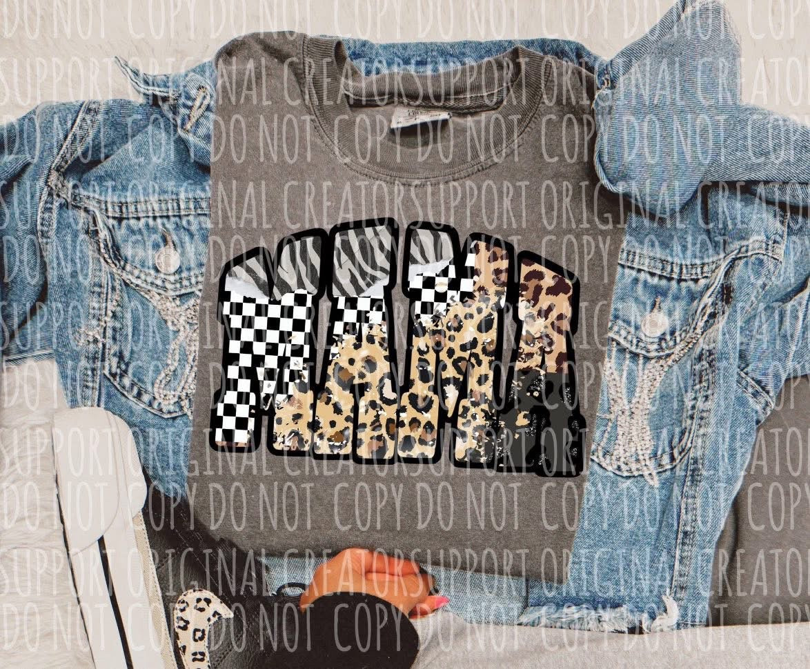 Mama Neutral Leopard Check