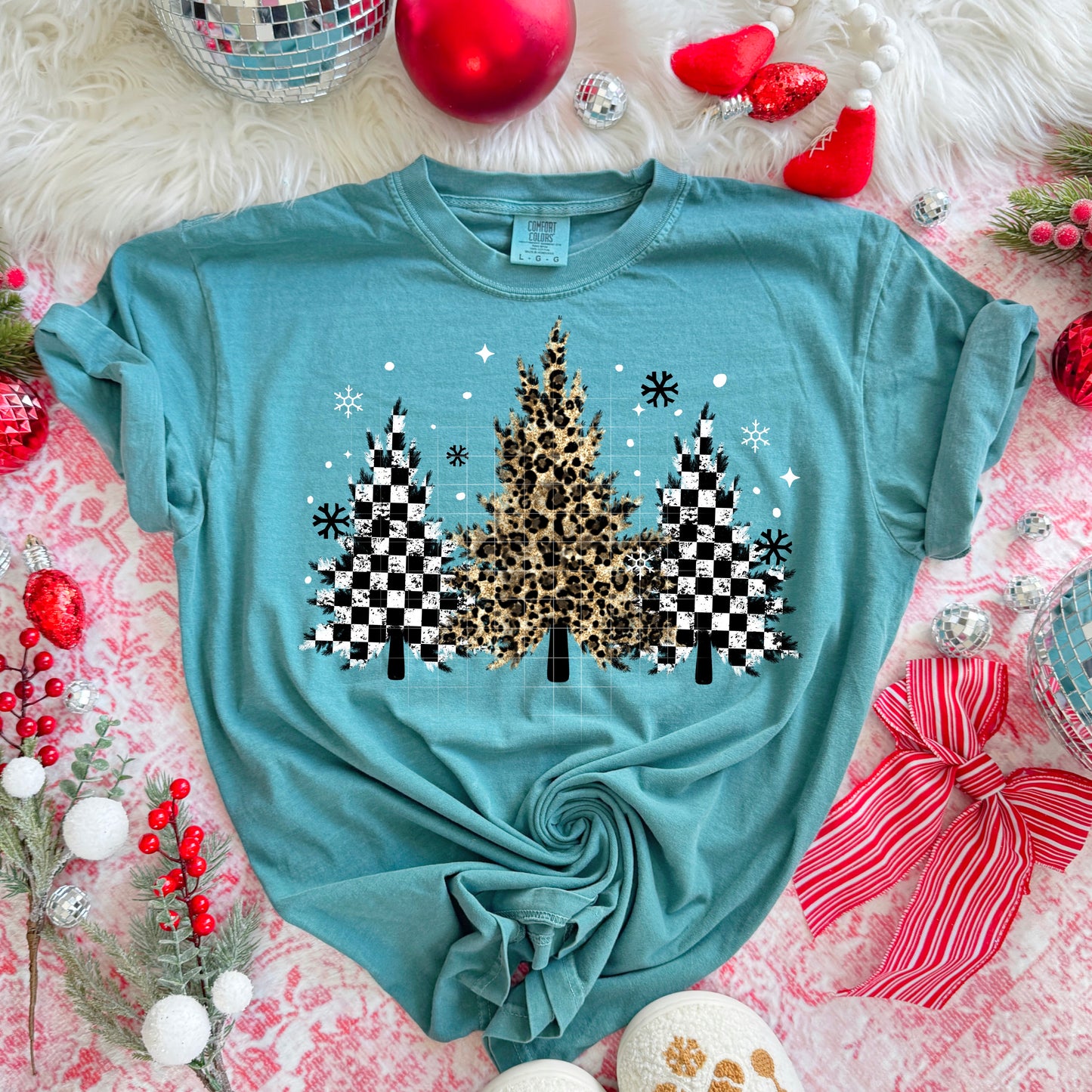 Leopard and Checkered Christmas Trees