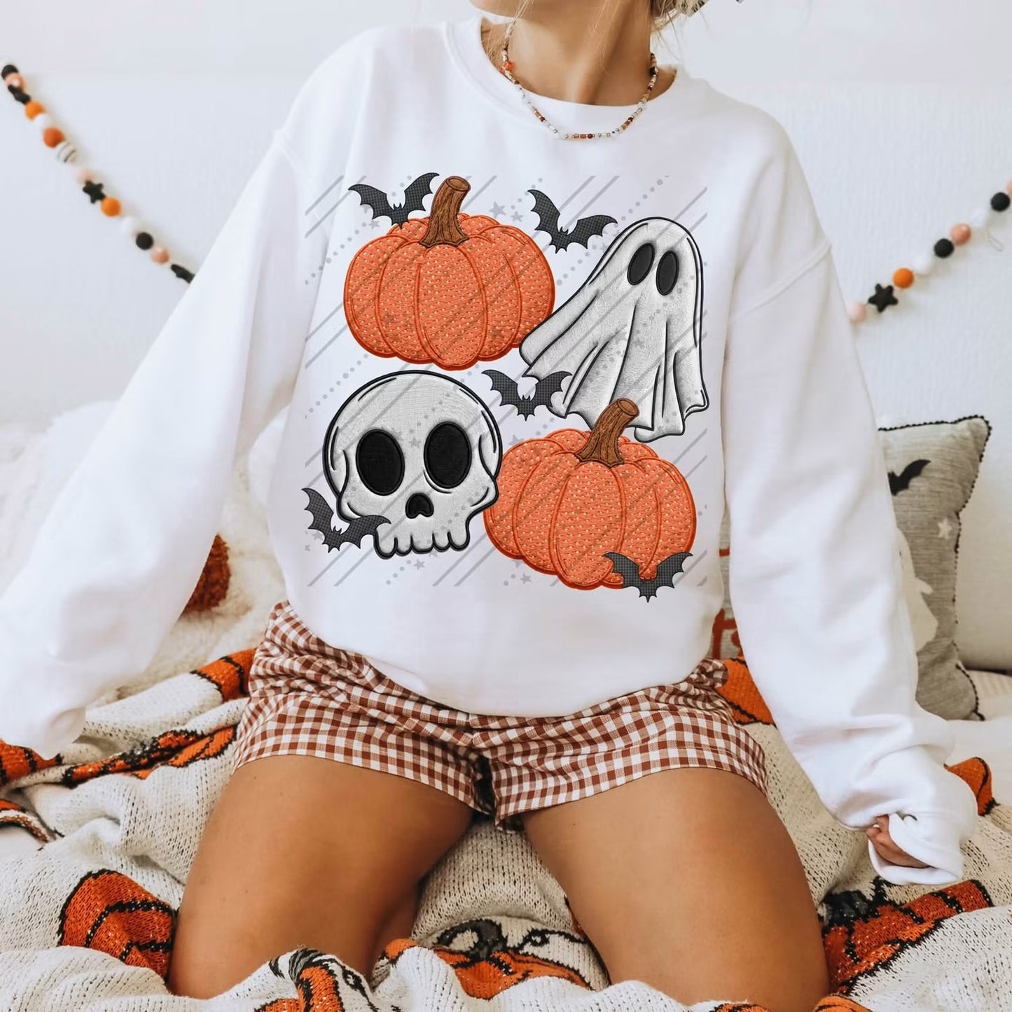 Skull Ghost Pumpkin Trio