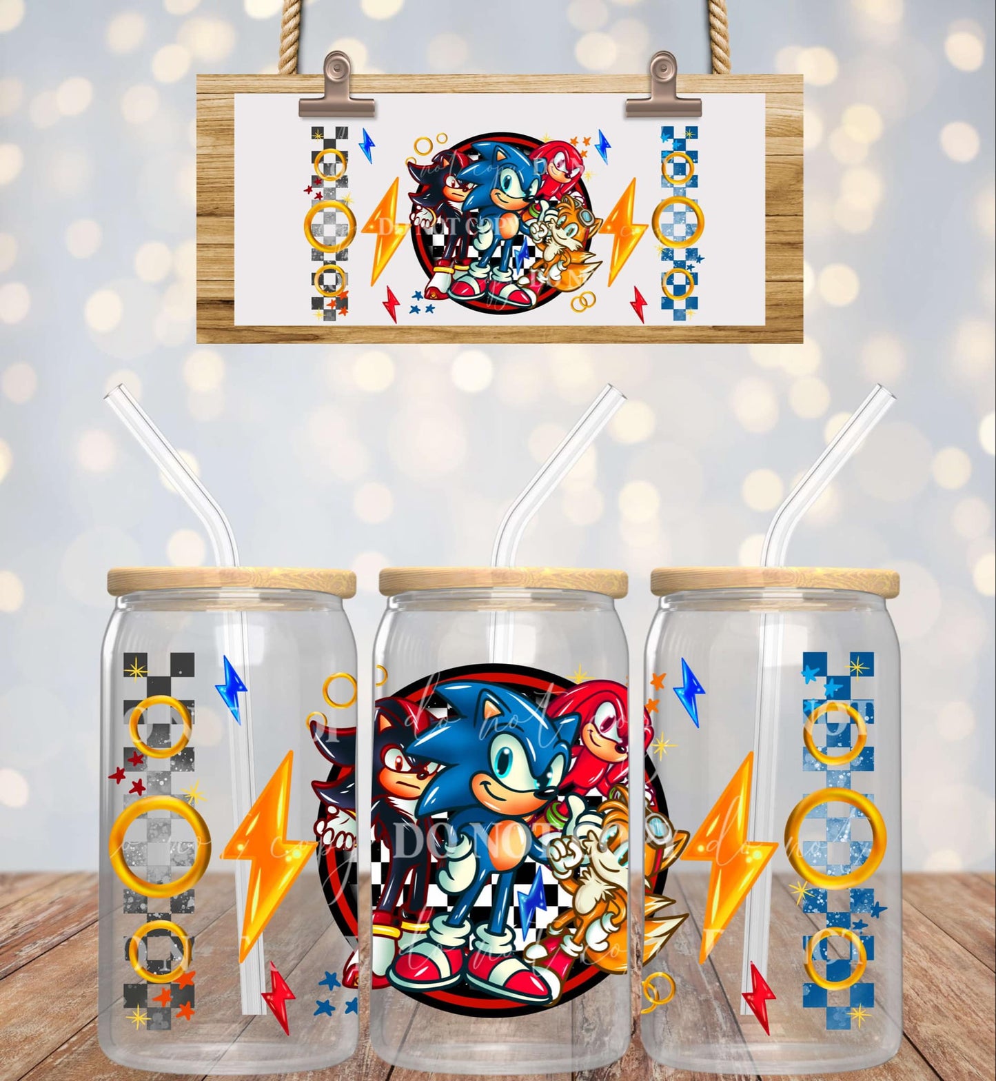 Blue hedgehog 16oz UVDTF