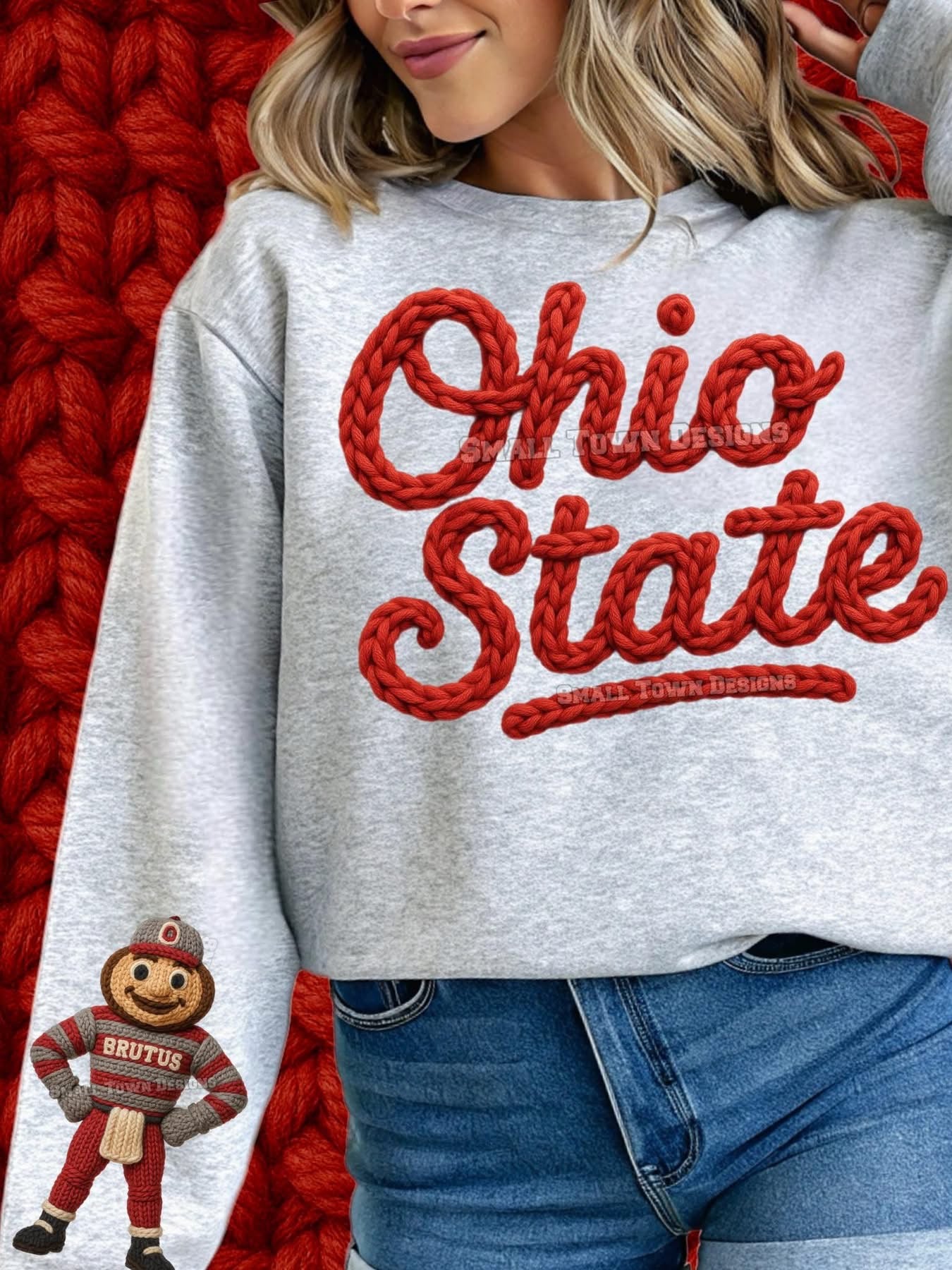 Ohio State Script Faux Yarn