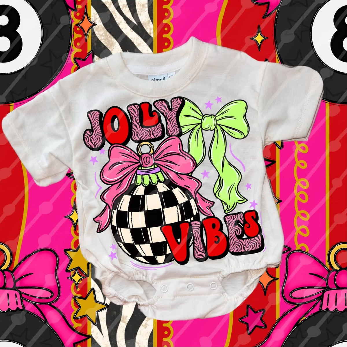 Jolly Vibes Disco Ball Bows DTF transfer