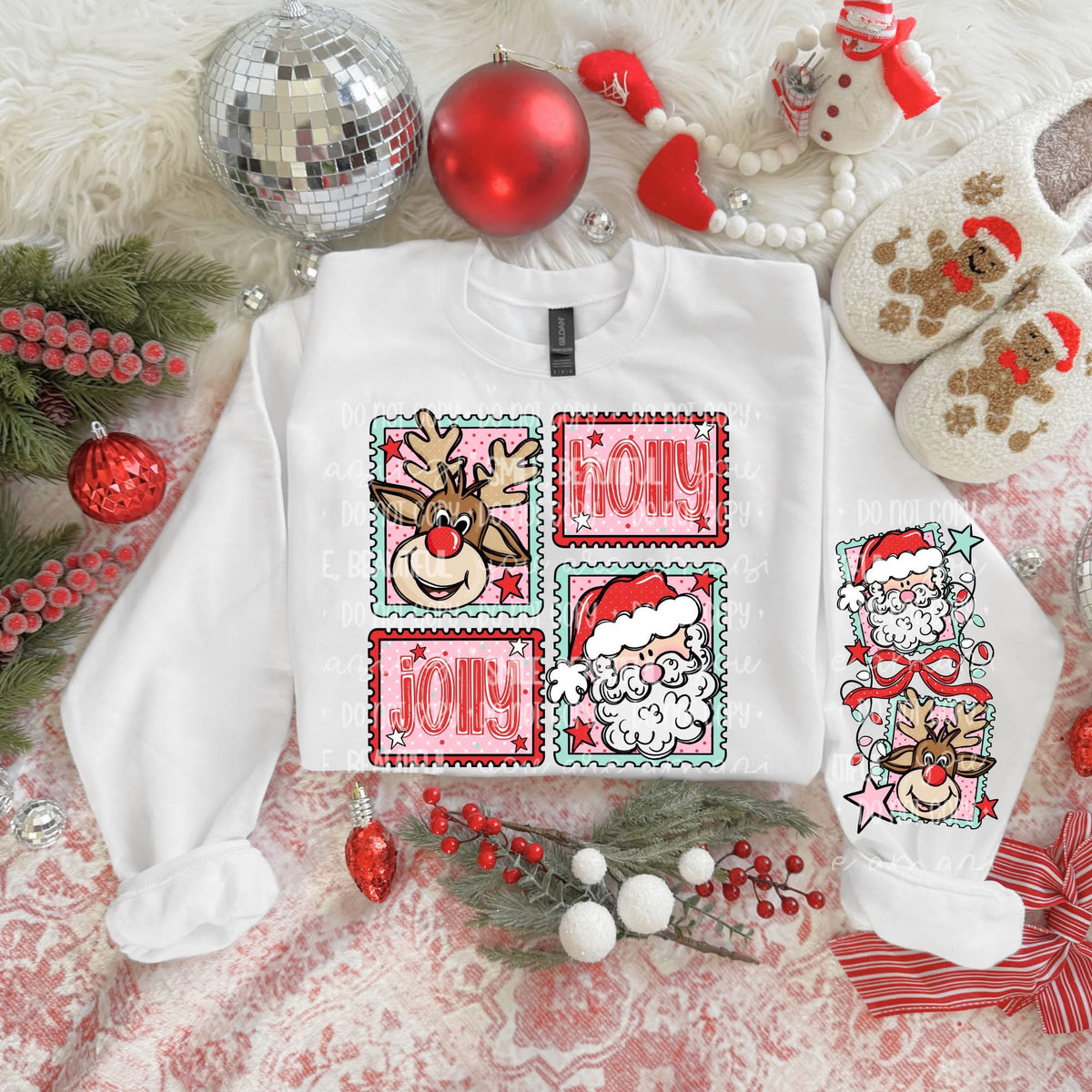 Holly Jolly Santa Reindeer Stamps