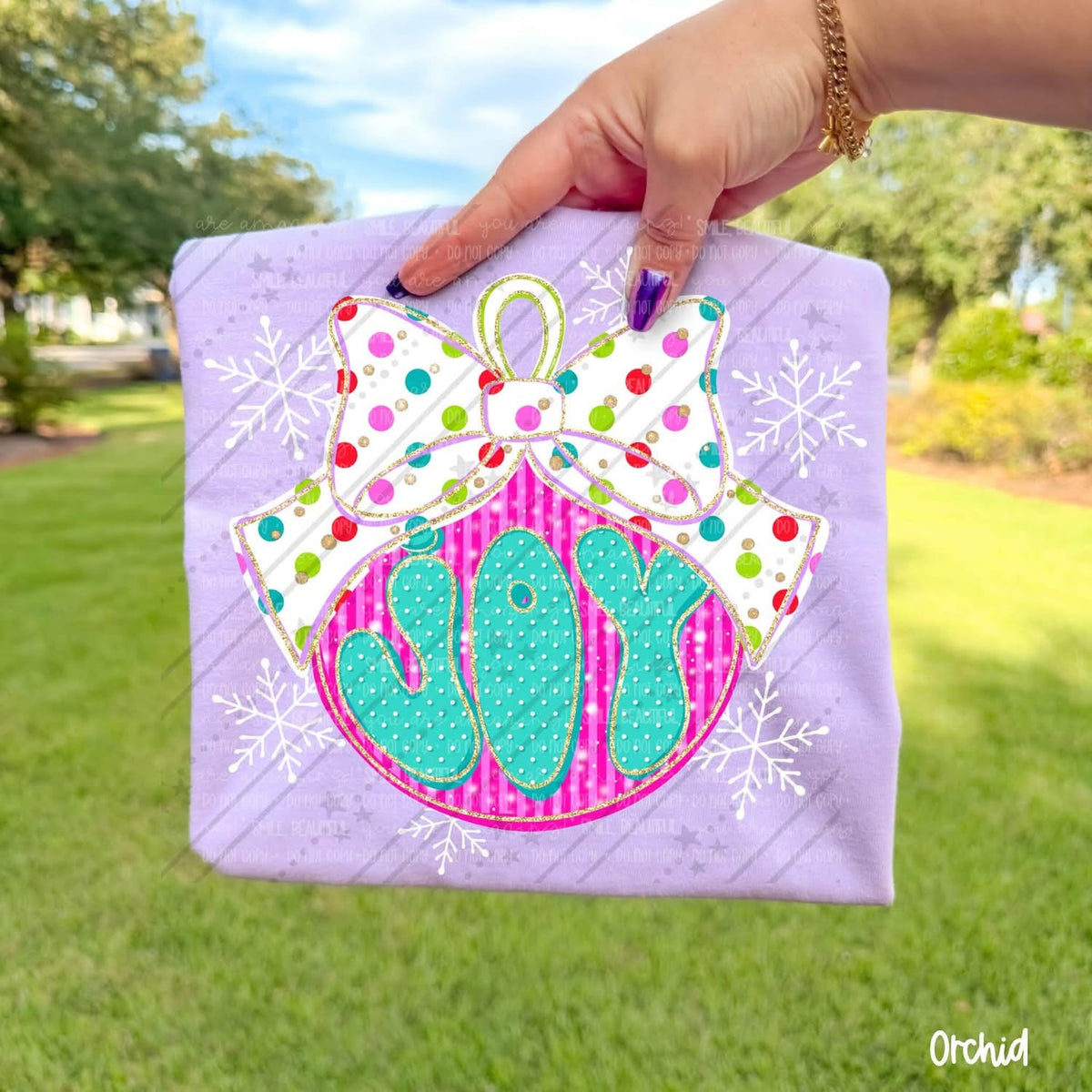 Joy Ornament Polka Dot Bow