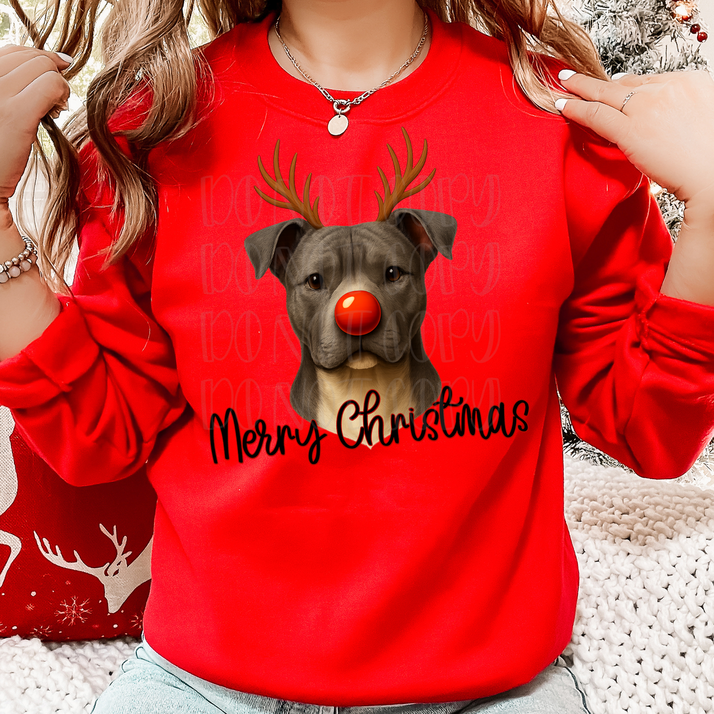Pitbull Reindeer Merry Christmas