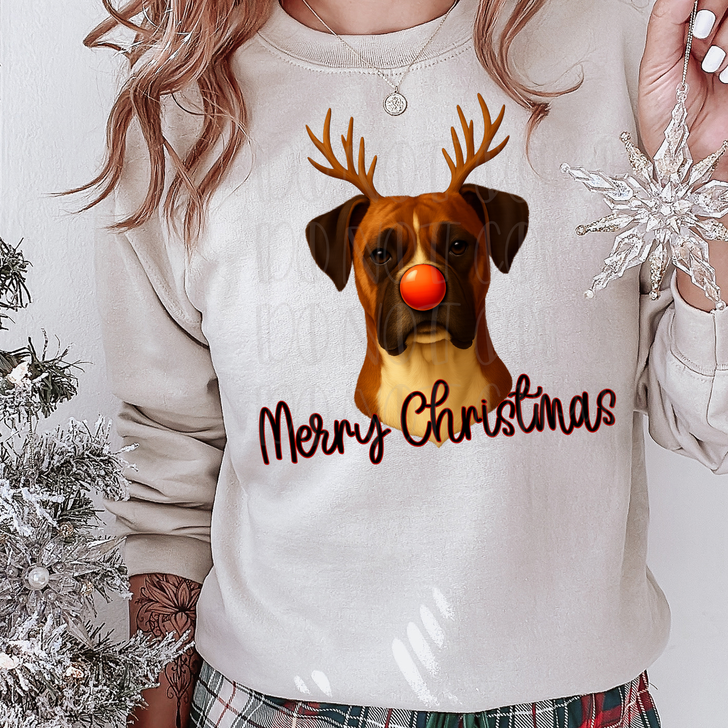 Boxer Reindeer Merry Christmas