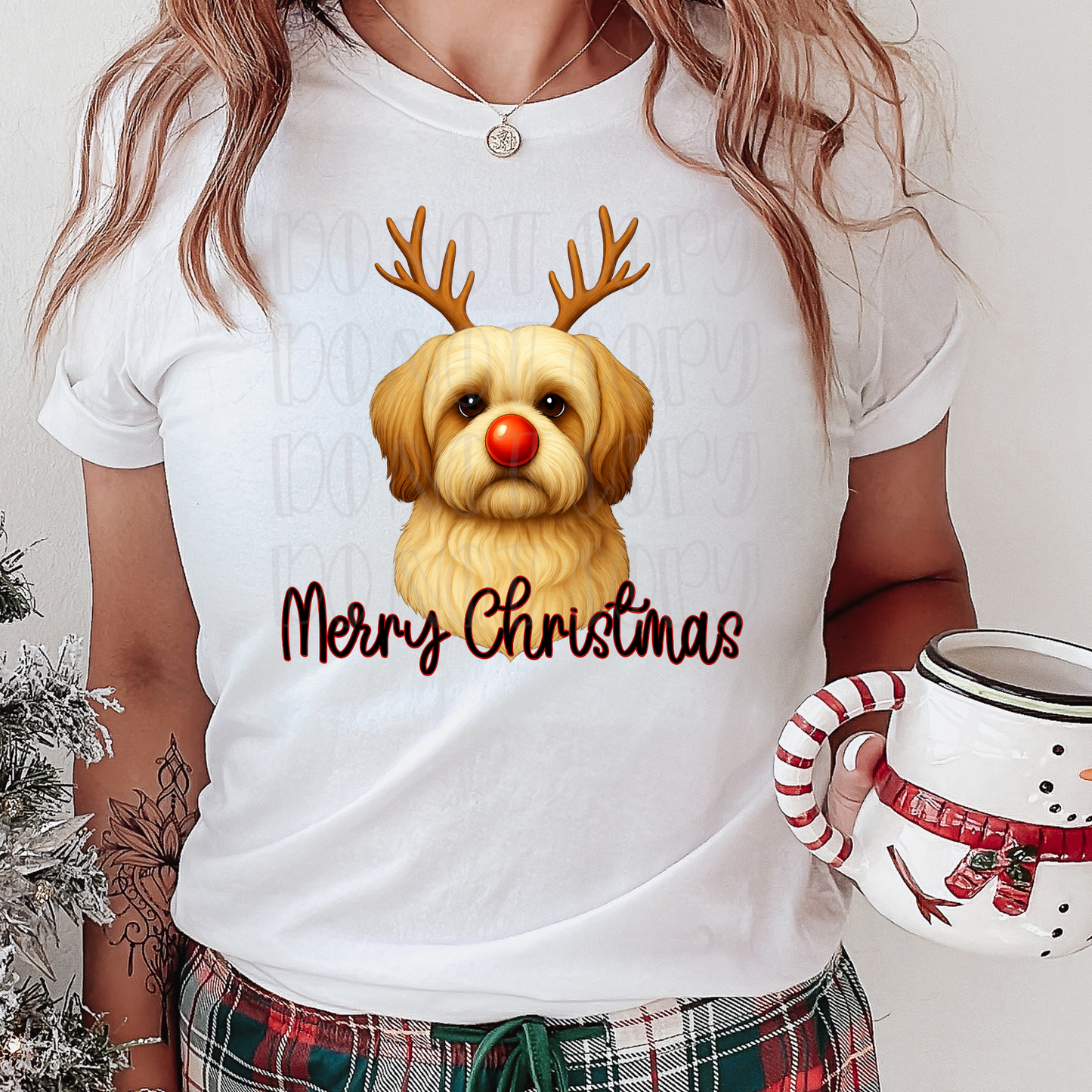 Light Doodle Reindeer Merry Christmas