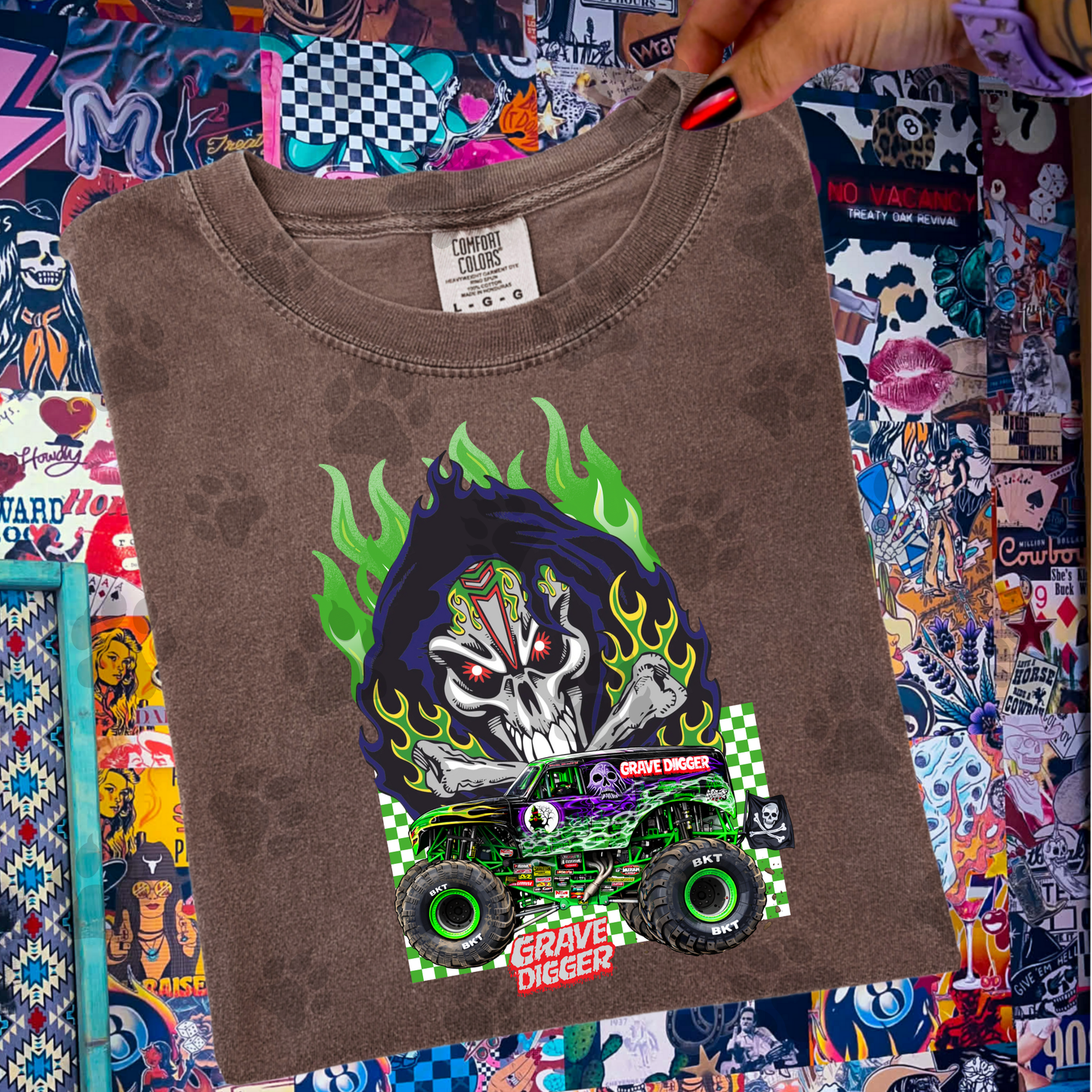 Monster Truck Green Flame Skull Crusher