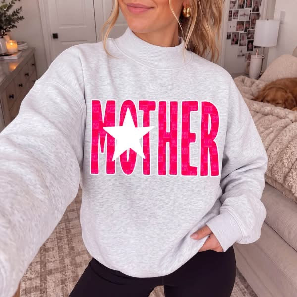 Mother - Hot Pink White Star DTF transfer