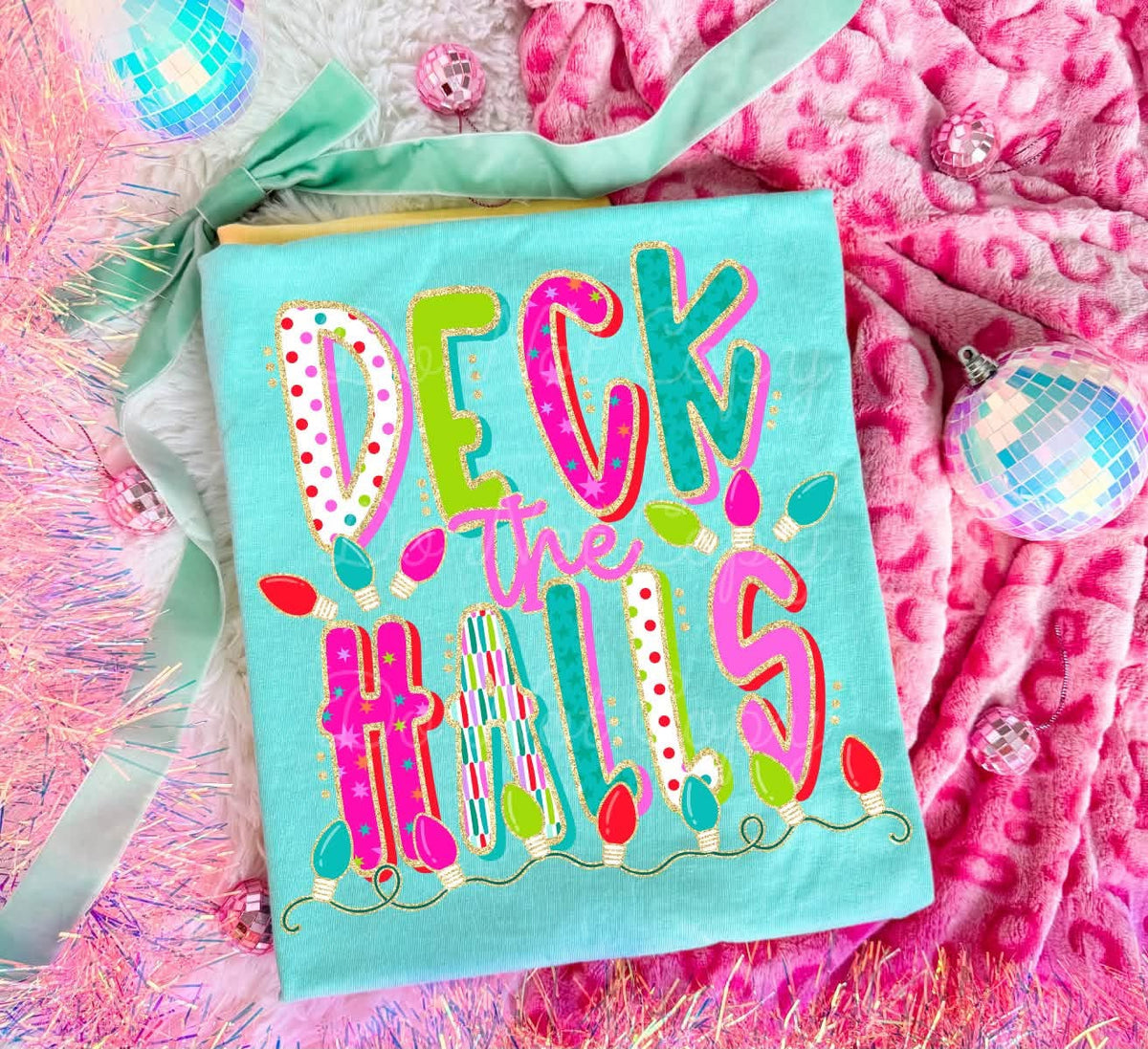 Deck the Halls Polka Dot Lights DTF transfer