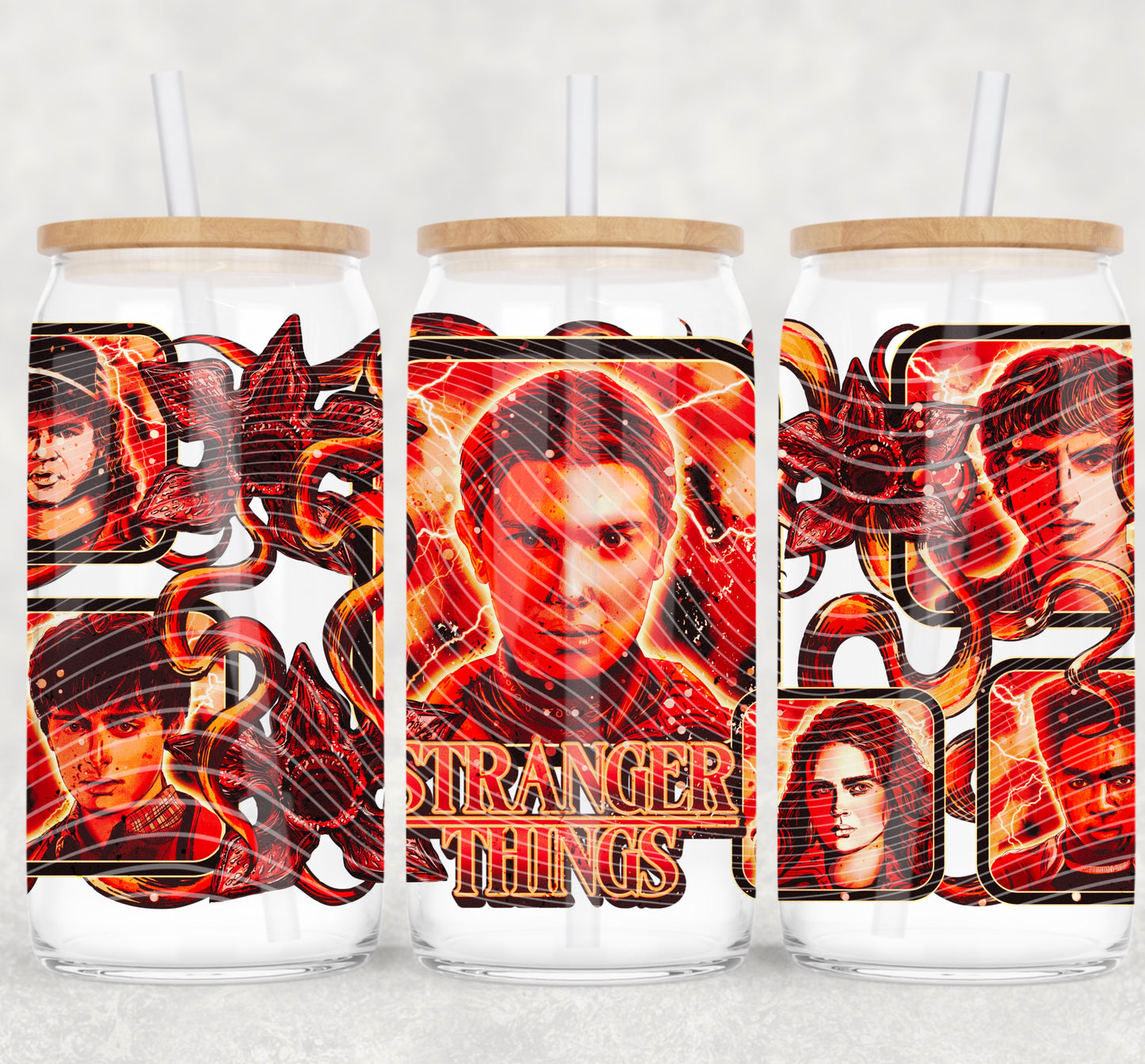 Stranger Red Lightning Collage UV DTF Wrap