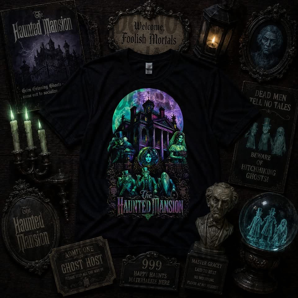 The Haunted Mansion BLK Tee DTF Transfer