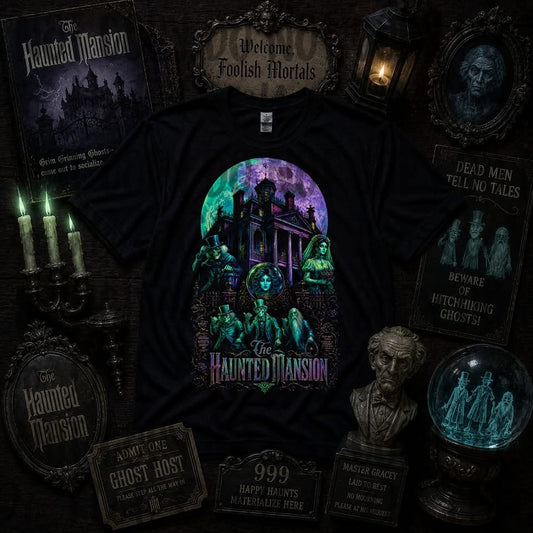 The Haunted Mansion BLK Tee DTF Transfer