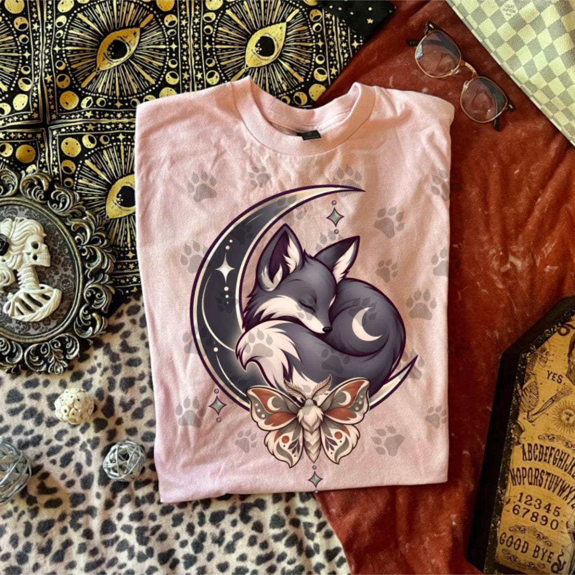 Celestial Wolf Moon Moth DTF transfer