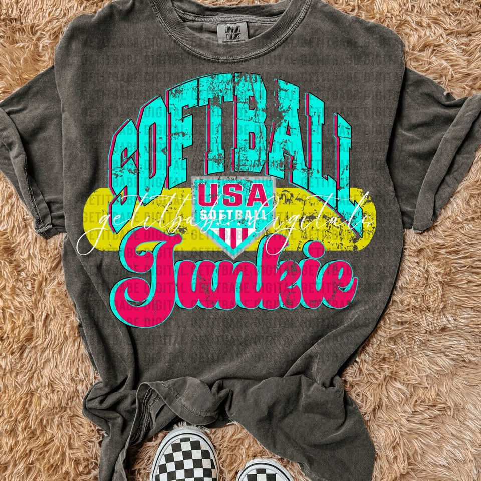 Teal and Red Softball