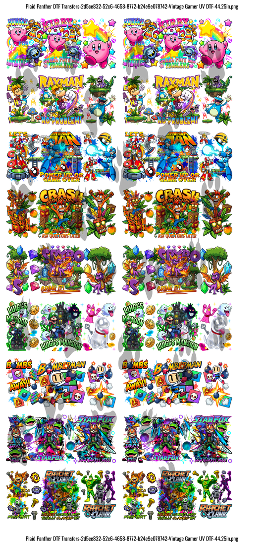 Vintage Gamer themed uv gangsheet