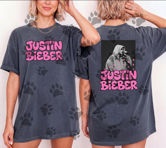 Pink Biebs Blk Tee