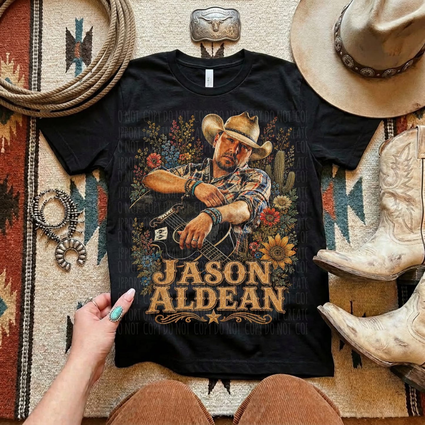 Jason Floral Blk Tee