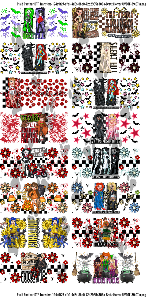 Horror Dolls themed uv gangsheet