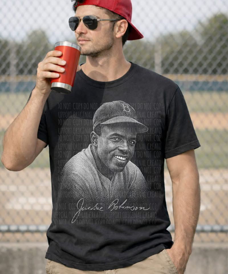 JR B&W Portrait Black Tee