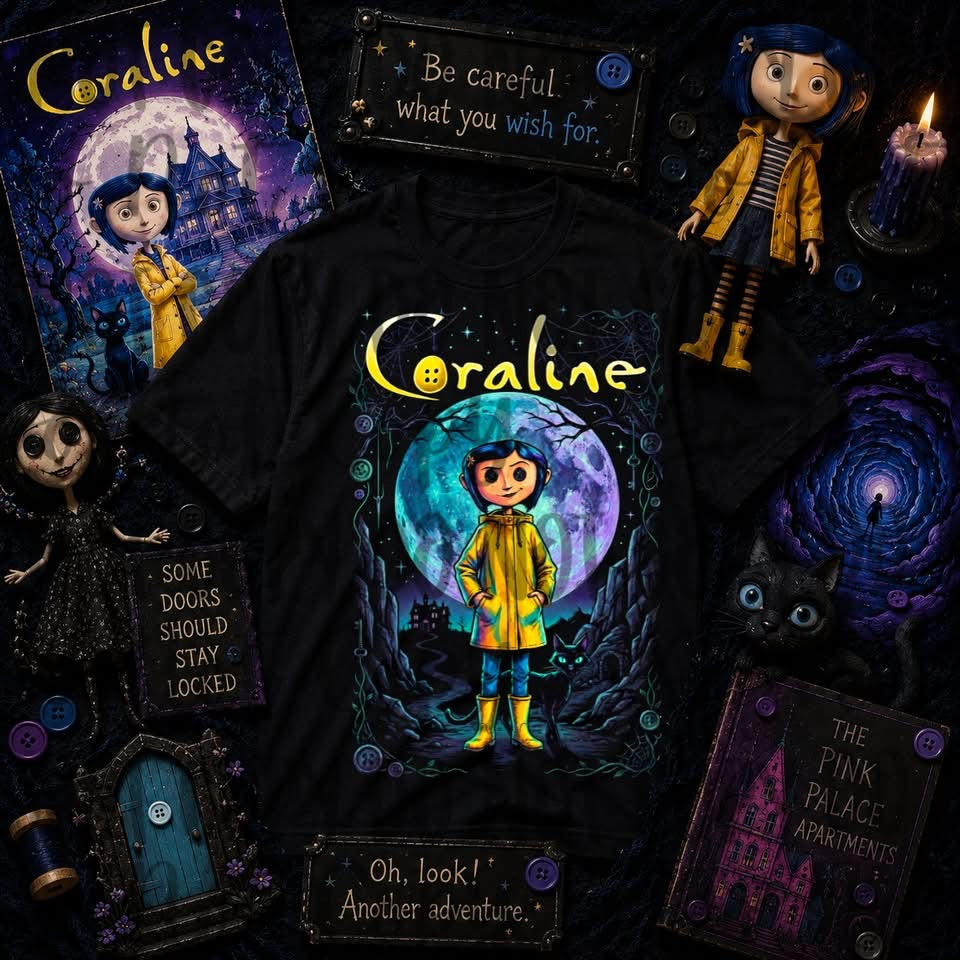 Coraline BLK Tee DTF Transfer