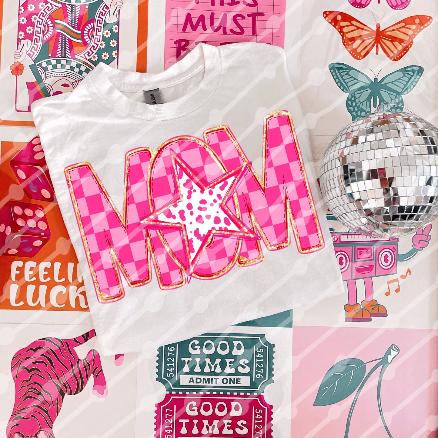 Checkered Pink Mom