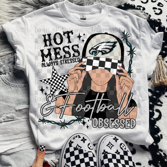 Hot Mess Football Obsessed Eagles