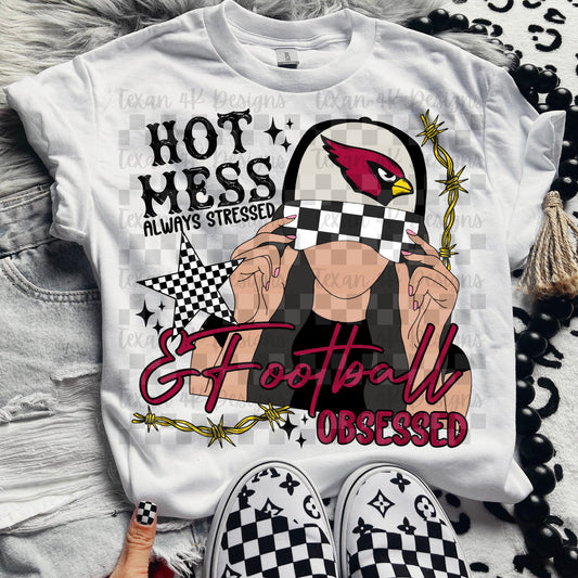 Hot Mess Football Obsessed Cardinals