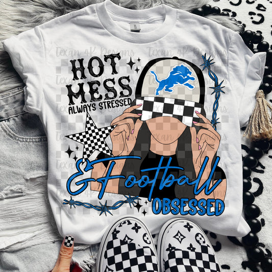 Hot Mess Football Obsessed Lions
